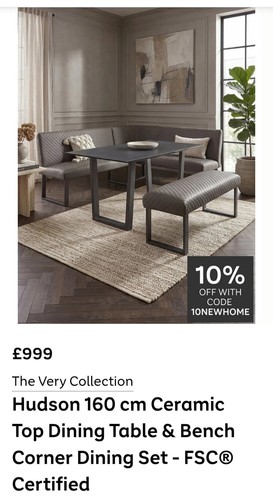 Corner dining table and bench