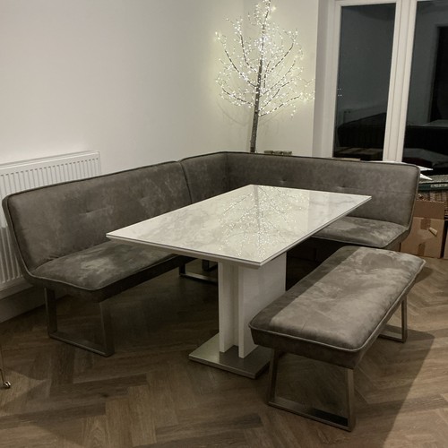 Grey white corner bench - grey,